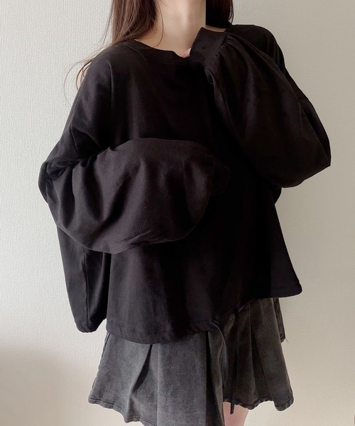 Nana(ナナ)の「裾ドロストオーバートップス(Tシャツ/カットソー・レディース・グレー/ホワイト・FREE)」の21枚目の写真