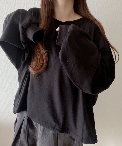 Nana(ナナ)の「裾ドロストオーバートップス(Tシャツ/カットソー・レディース・グレー/ホワイト・FREE)」の20枚目の写真
