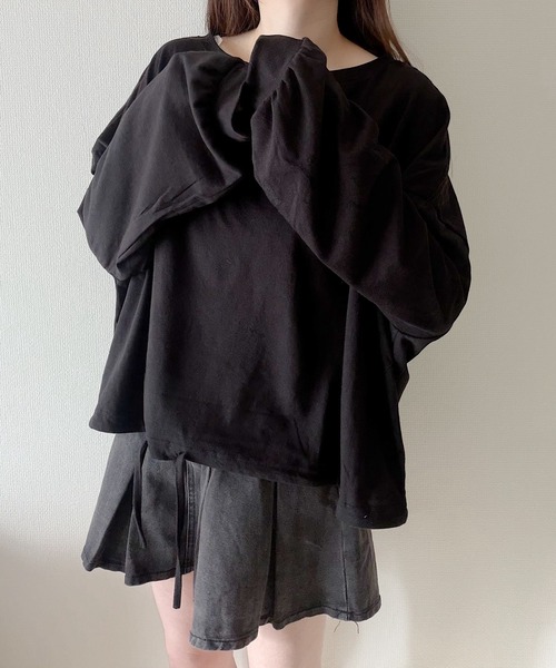 Nana(ナナ)の「裾ドロストオーバートップス(Tシャツ/カットソー・レディース・グレー/ホワイト・FREE)」の19枚目の写真