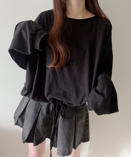 Nana(ナナ)の「裾ドロストオーバートップス(Tシャツ/カットソー・レディース・グレー/ホワイト・FREE)」の18枚目の写真