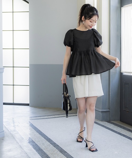シアーエンボスブラウス コカ coca シアーエンボスブラウス （Black） -ファッション通販