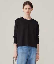 【洗える】シンプルジャージー クロップドTシャツ