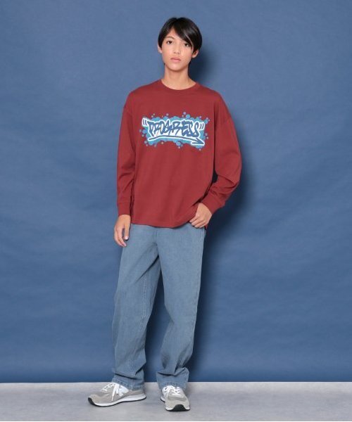 GLAZOS(グラソス)の「【大人向けサイズあり】【STREET】フロントグラフィティプリントビッグ長袖Tシャツ(Tシャツ/カットソー・キッズ・ブラック/ホワイト/オレンジ・140cm/150cm/160cm/170cm)」の13枚目の写真