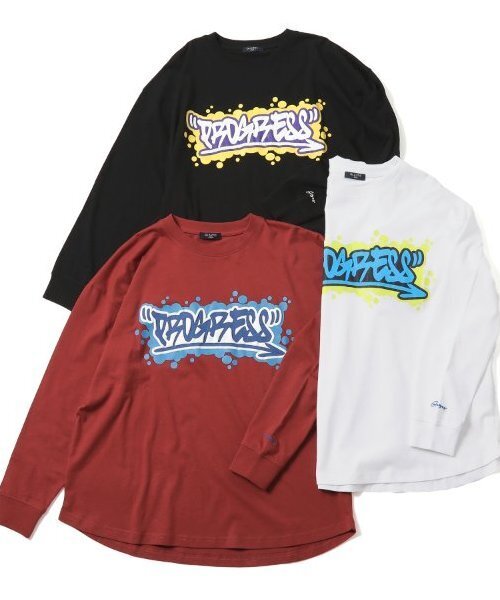GLAZOS(グラソス)の「【大人向けサイズあり】【STREET】フロントグラフィティプリントビッグ長袖Tシャツ(Tシャツ/カットソー・キッズ・ブラック/ホワイト/オレンジ・140cm/150cm/160cm/170cm)」の6枚目の写真