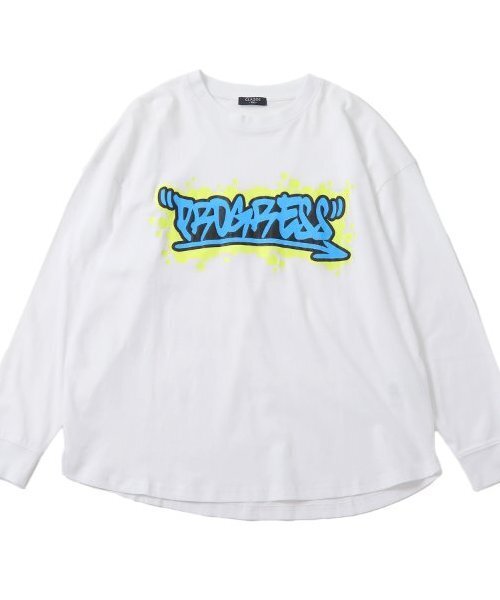 GLAZOS(グラソス)の「【大人向けサイズあり】【STREET】フロントグラフィティプリントビッグ長袖Tシャツ(Tシャツ/カットソー・キッズ・ブラック/ホワイト/オレンジ・140cm/150cm/160cm/170cm)」の5枚目の写真