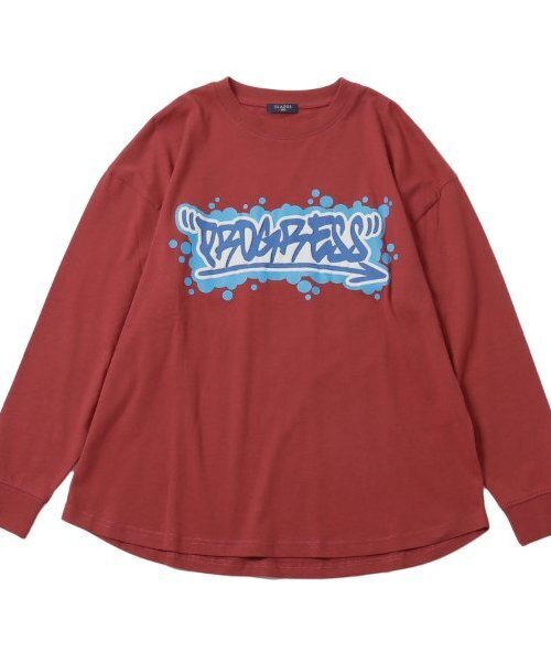 GLAZOS(グラソス)の「【大人向けサイズあり】【STREET】フロントグラフィティプリントビッグ長袖Tシャツ(Tシャツ/カットソー・キッズ・ブラック/ホワイト/オレンジ・140cm/150cm/160cm/170cm)」の4枚目の写真