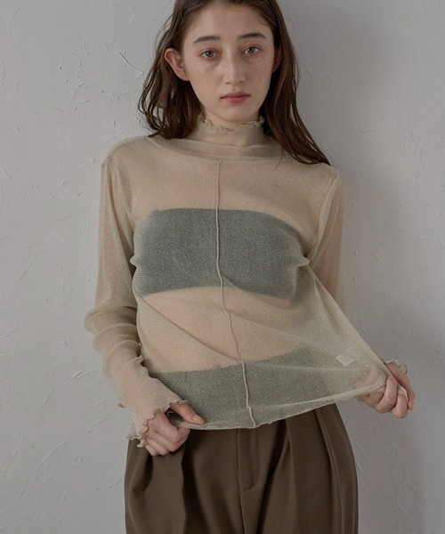 sheer glitter pullover / センターラインラメパワーネットプルオーバー