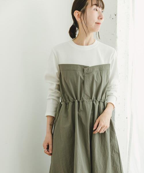 ITEMS URBANRESEARCH（アイテムズ アーバンリサーチ）の「ドッキングナイロンワンピース（ワンピース・レディース・ブラック/カーキ・FREE）」の3枚目の写真