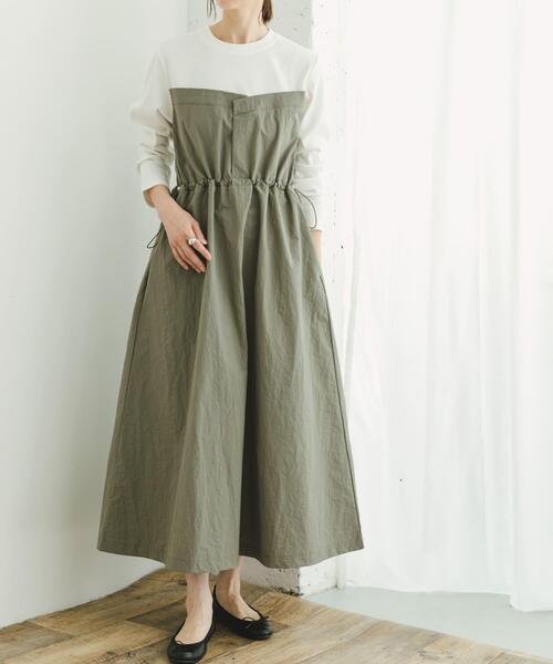 ITEMS URBANRESEARCH（アイテムズ アーバンリサーチ）の「ドッキングナイロンワンピース（ワンピース・レディース・ブラック/カーキ・FREE）」の5枚目の写真