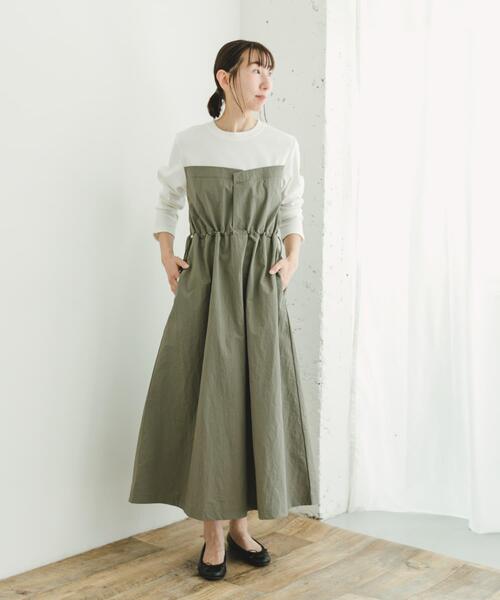 ITEMS URBANRESEARCH（アイテムズ アーバンリサーチ）の「ドッキングナイロンワンピース（ワンピース・レディース・ブラック/カーキ・FREE）」の7枚目の写真
