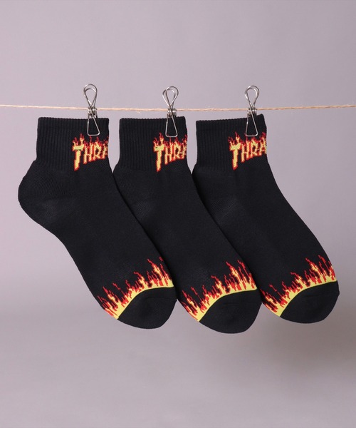 THRASHER（スラッシャー）の「(LF)【THRASHER】【3足セット】ロゴ ジャガード クォーターソックス（ソックス/靴下・メンズ・ブラック系2/ブラック系3/その他2/その他3/その他1/ブラック系4・25～27cm）」の3枚目の写真
