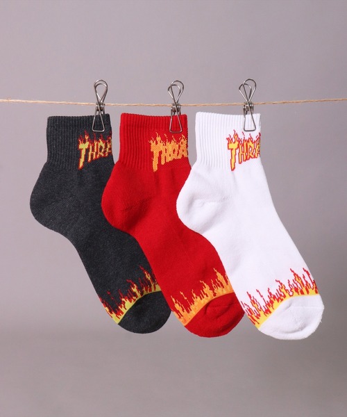 THRASHER（スラッシャー）の「(LF)【THRASHER】【3足セット】ロゴ ジャガード クォーターソックス（ソックス/靴下・メンズ・ブラック系2/ブラック系3/その他2/その他3/その他1/ブラック系4・25～27cm）」の6枚目の写真