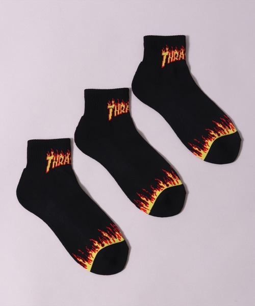 THRASHER（スラッシャー）の「(LF)【THRASHER】【3足セット】ロゴ ジャガード クォーターソックス（ソックス/靴下・メンズ・ブラック系2/ブラック系3/その他2/その他3/その他1/ブラック系4・25～27cm）」の15枚目の写真