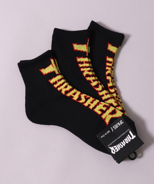 THRASHER（スラッシャー）の「(LF)【THRASHER】【3足セット】ロゴ ジャガード クォーターソックス（ソックス/靴下・メンズ・ブラック系2/ブラック系3/その他2/その他3/その他1/ブラック系4・25～27cm）」の7枚目の写真