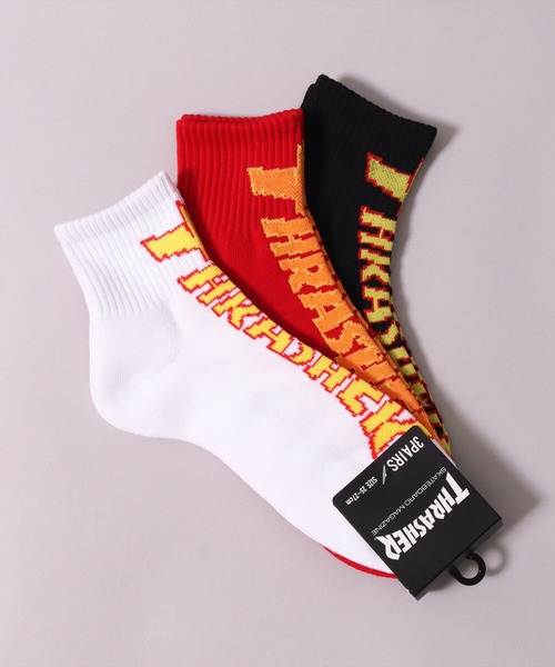 THRASHER（スラッシャー）の「(LF)【THRASHER】【3足セット】ロゴ ジャガード クォーターソックス（ソックス/靴下・メンズ・ブラック系2/ブラック系3/その他2/その他3/その他1/ブラック系4・25～27cm）」の8枚目の写真