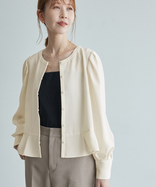 ROPE' PICNIC(ロペピクニック)の「ジャケットみたいに着れるブラウス(シャツ/ブラウス・レディース・ピンク/サックスブルー/ホワイト系その他/ホワイト/ネイビー/ブルー系その他5・38)」の10枚目の写真