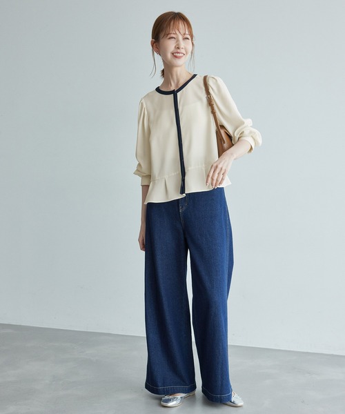 ROPE' PICNIC(ロペピクニック)の「ジャケットみたいに着れるブラウス(シャツ/ブラウス・レディース・ピンク/サックスブルー/ホワイト系その他/ホワイト/ネイビー/ブルー系その他5・38)」の15枚目の写真