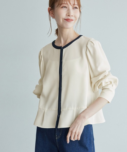 ROPE' PICNIC(ロペピクニック)の「ジャケットみたいに着れるブラウス(シャツ/ブラウス・レディース・ピンク/サックスブルー/ホワイト系その他/ホワイト/ネイビー/ブルー系その他5・38)」の18枚目の写真