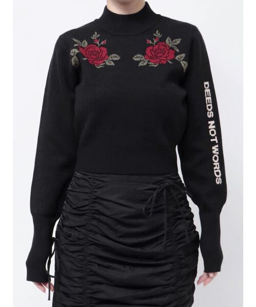 jouetie（ジュエティ）の「ローズジャガードロゴニット（ニット/セーター・レディース・グレー/ブルー/ブラック/アイボリー・MEDIUM）」の8枚目の写真