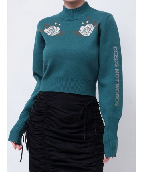 jouetie（ジュエティ）の「ローズジャガードロゴニット（ニット/セーター・レディース・グレー/ブルー/ブラック/アイボリー・MEDIUM）」の4枚目の写真