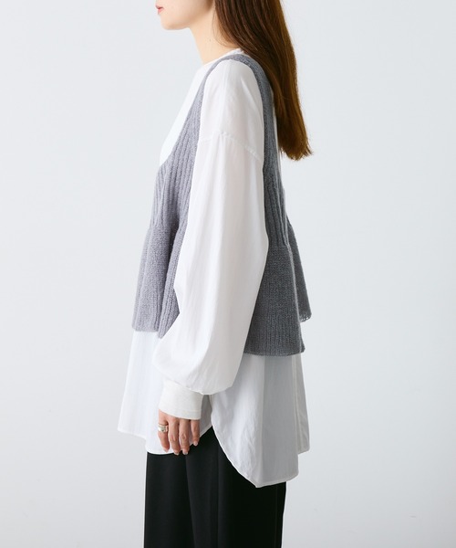 PUAL CE CIN（ピュアルセシン）の「リブ×畦ニットビスチェ（ベスト・レディース・ブラック/ベージュ/グレー・FREE）」の9枚目の写真