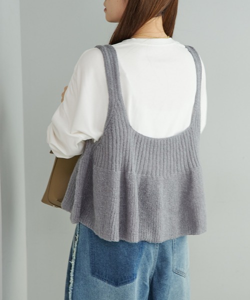 リブ×畦ニットビスチェ（ベスト）｜PUAL CE CIN（ピュアルセシン