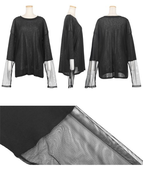 KOBE LETTUCE（コウベレタス）の「袖シアートップス（Tシャツ/カットソー・レディース・ブラック/オフホワイト/ブラウン/チャコール・M）」の10枚目の写真