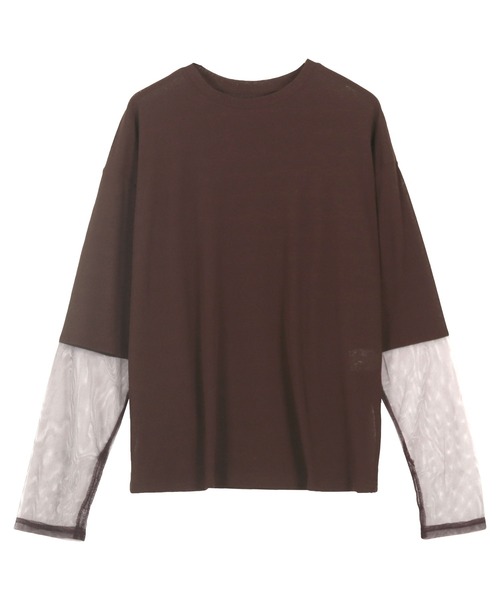 KOBE LETTUCE（コウベレタス）の「袖シアートップス（Tシャツ/カットソー・レディース・ブラック/オフホワイト/ブラウン/チャコール・M）」の16枚目の写真