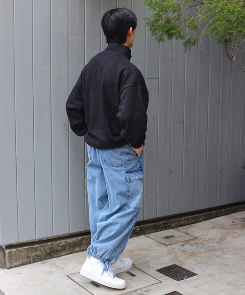 SPINNS（スピンズ）の「ストリート/ハーフジップワッペンロゴスウェット（スウェット・メンズ・ブルー/オフホワイト/アッシュグレー/ブラック・ONESIZE）」の13枚目の写真