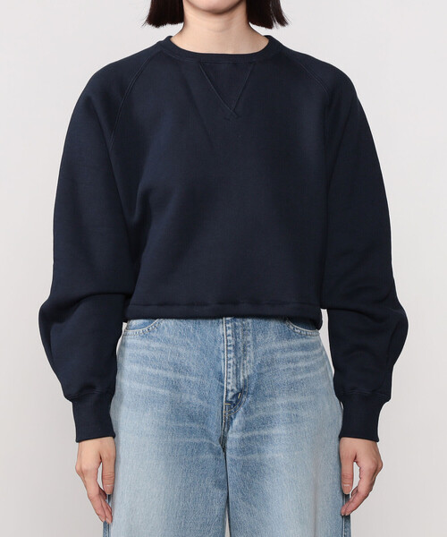 HAVERSACK（ハバーザック）の「HAVERSACK | クルーネック ショートスウェット WOMEN（スウェット・レディース・ライトグレー/ネイビー/オートミール・1）」の5枚目の写真