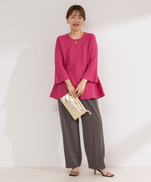NOLLEY’S Sophi(ノーリーズソフィ)の「《手洗い可能》ポリ100ペプラムプルオーバーニット(ニット/セーター・レディース・オフホワイト/ブラック/ピンク・38)」の8枚目の写真