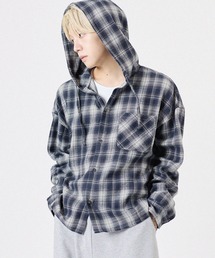 MSG（エムエスジー）の「オンブレチェックフードシャツパーカー（シャツ/ブラウス）」