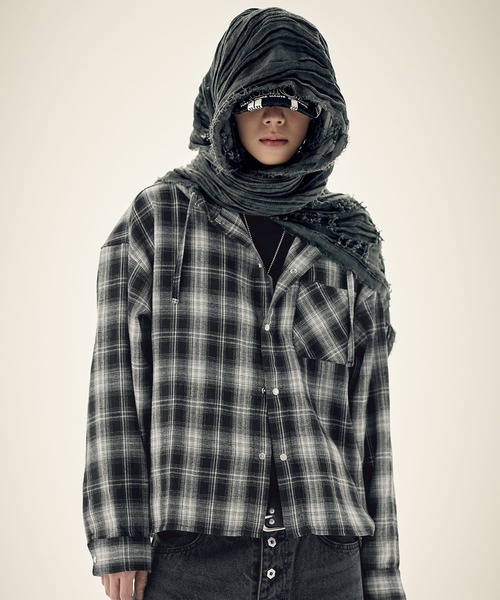 MSG（エムエスジー）の「オンブレチェックパールドットボタンフードシャツパーカー（シャツ/ブラウス・メンズ・ブラック/ブラウン系2/ブラウン/ネイビー/ネイビー系/ブラック系/ブラウン系/レッド系/ピンク・L/M/S/XL）」の22枚目の写真