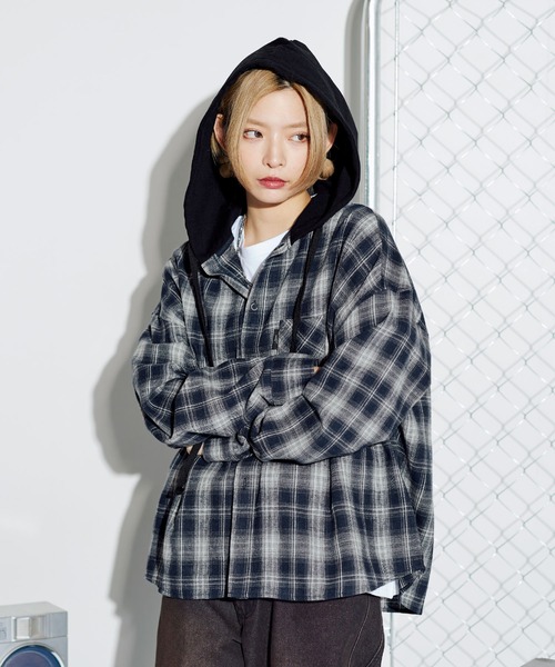 PERSTEP正規品★24SS★Patrick オンブレチェック フードシャツ PERSTEP正規品☆24SS☆Patrick オンブレチェック フードシャツ