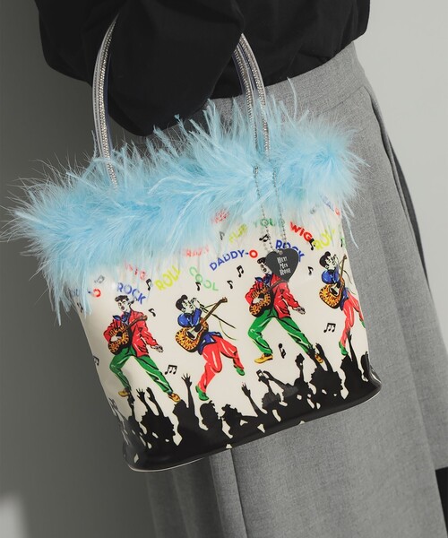 HEY!MrsROSE(ヘイミセスローズ)の「HEY!Mrs ROSE / Marabou バッグ(トートバッグ・レディース・ライトブルー/ピンク・ONE SIZE)」の2枚目の写真