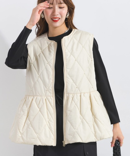 PICCIN(ピッチン)の「【WEB限定】フロントパールキルティングベスト(ベスト・レディース・オフホワイト/ブラック・L/M)」の4枚目の写真