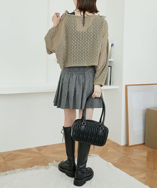 MAJESTIC LEGON（マジェスティックレゴン）の「ベルトセットプリーツミニスカパン（スカート・レディース・ブラウン/カーキオリーブ/ブラウン系その他2/グレー系その他/モカ・MEDIUM）」の9枚目の写真