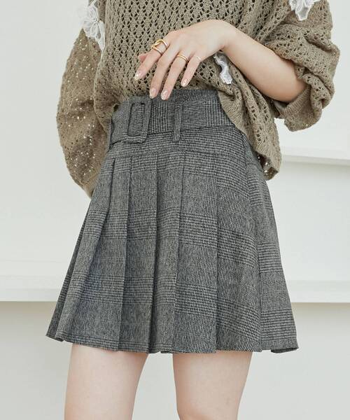 MAJESTIC LEGON（マジェスティックレゴン）の「ベルトセットプリーツミニスカパン（スカート・レディース・ブラウン/カーキオリーブ/ブラウン系その他2/グレー系その他/モカ・MEDIUM）」の11枚目の写真