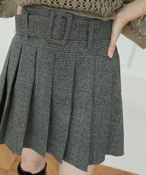 MAJESTIC LEGON（マジェスティックレゴン）の「ベルトセットプリーツミニスカパン（スカート・レディース・ブラウン/カーキオリーブ/ブラウン系その他2/グレー系その他/モカ・MEDIUM）」の13枚目の写真