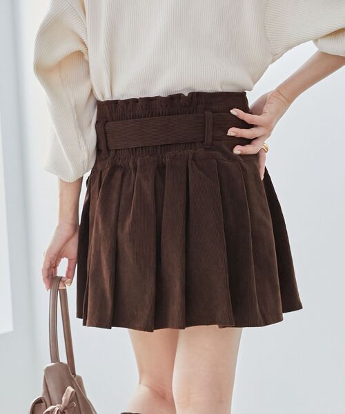 MAJESTIC LEGON（マジェスティックレゴン）の「ベルトセットプリーツミニスカパン（スカート・レディース・ブラウン/カーキオリーブ/ブラウン系その他2/グレー系その他/モカ・MEDIUM）」の20枚目の写真