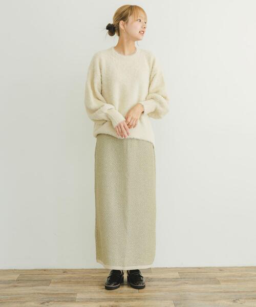 ITEMS URBANRESEARCH(アイテムズ アーバンリサーチ)の「ラメメッシュニットスカート(スカート・レディース・ゴールド/ブラウン・FREE)」の4枚目の写真