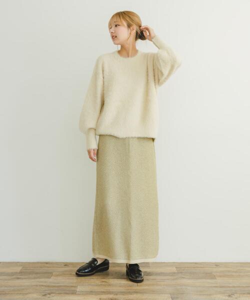 ITEMS URBANRESEARCH(アイテムズ アーバンリサーチ)の「ラメメッシュニットスカート(スカート・レディース・ゴールド/ブラウン・FREE)」の5枚目の写真