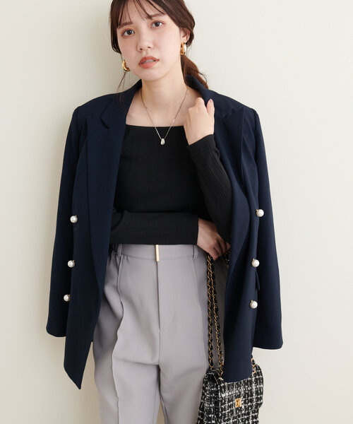 natural couture（ナチュラルクチュール）の「【WEB限定】スクエアネックランダムテレコトップス（Tシャツ/カットソー・レディース・モカ/アイボリー/ブラック・FREE）」の16枚目の写真