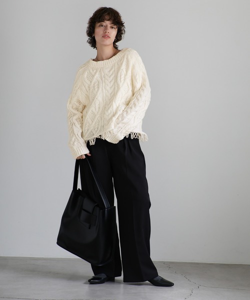 セール】裾フリンジケーブルニット（ニット/セーター）｜select MOCA