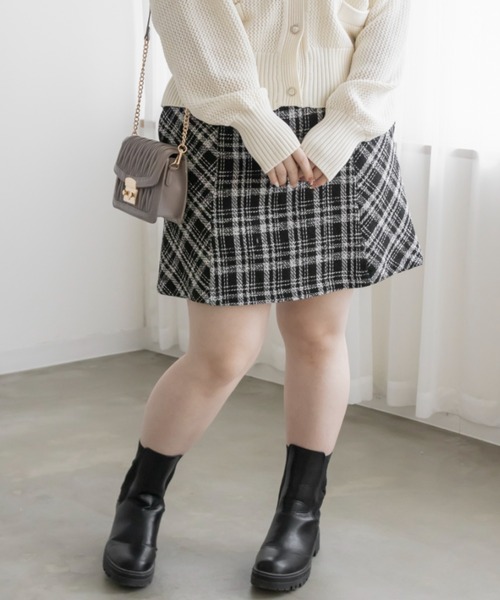 CLETTE(クレット)の「チェック柄ツイードスカート(スカート・レディース・アイボリー/ブラック・LL/3L/4L)」の9枚目の写真