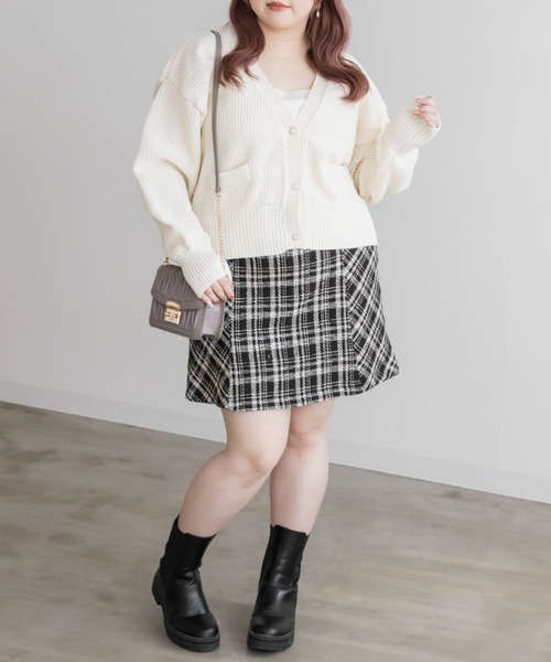 CLETTE(クレット)の「チェック柄ツイードスカート(スカート・レディース・アイボリー/ブラック・LL/3L/4L)」の10枚目の写真