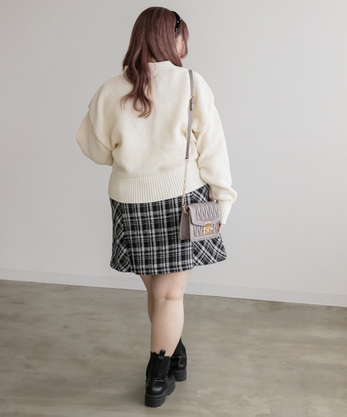 CLETTE(クレット)の「チェック柄ツイードスカート(スカート・レディース・アイボリー/ブラック・LL/3L/4L)」の13枚目の写真