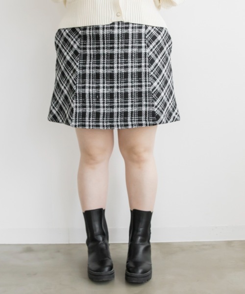 CLETTE(クレット)の「チェック柄ツイードスカート(スカート・レディース・アイボリー/ブラック・LL/3L/4L)」の14枚目の写真