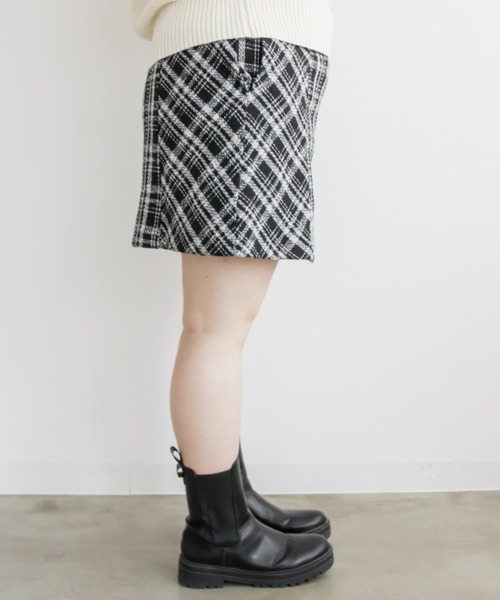 CLETTE(クレット)の「チェック柄ツイードスカート(スカート・レディース・アイボリー/ブラック・LL/3L/4L)」の15枚目の写真