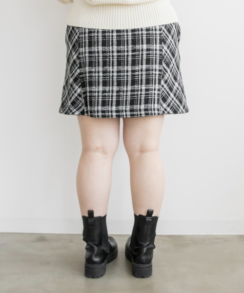 CLETTE(クレット)の「チェック柄ツイードスカート(スカート・レディース・アイボリー/ブラック・LL/3L/4L)」の16枚目の写真